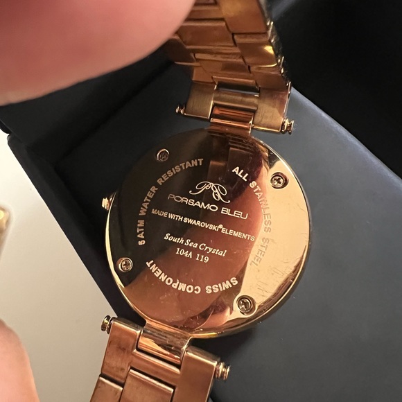 Porsamo Bleu South Sea Crystal luxury stainless steel watch rose gold MSRP $1600 - Picture 6 of 11